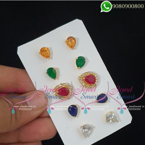Colour Changeable Ear Studs AD Stones Jewellery Low Price Imitation ER18645