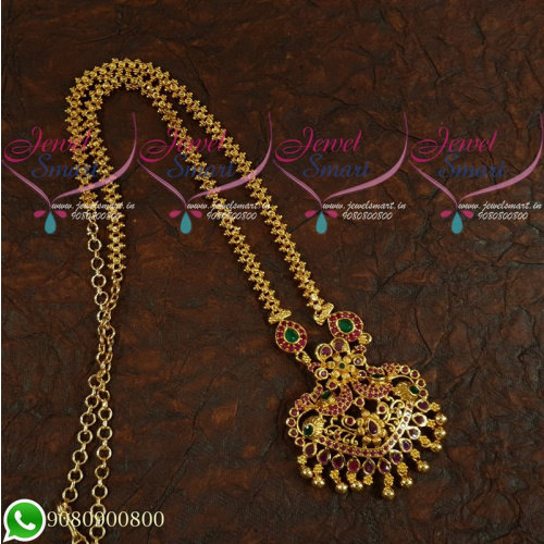 Gold Plated Jewellery Chain Pendant Semi Precious Stones Peacock Design Online CS20548RG