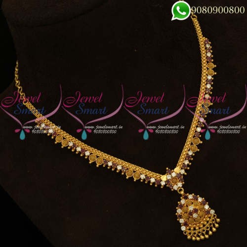 Gold Plated Necklace Simple Design South Indian Low Price Jewellery NL20408