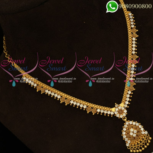 Gold Plated Necklace White AD Stones Low Price South Indian Online NL20409
