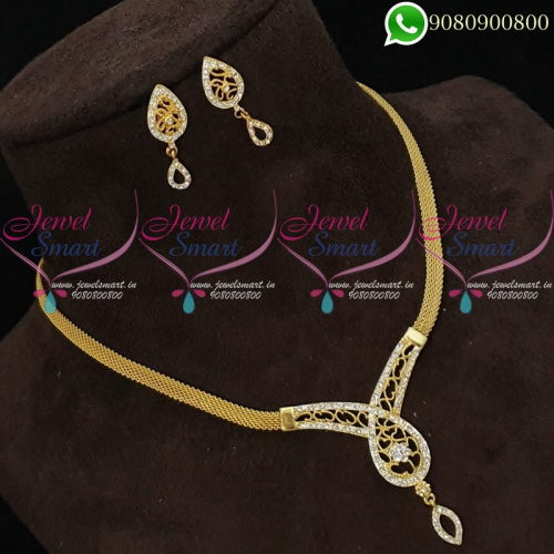 Gold Plated Necklace Simple Design Jewellery Set Low Price Online NL