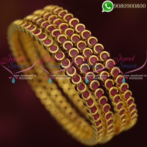 Ruby Stone Bangles Online Latest Design Gold Plated 4 Pieces Set B20401