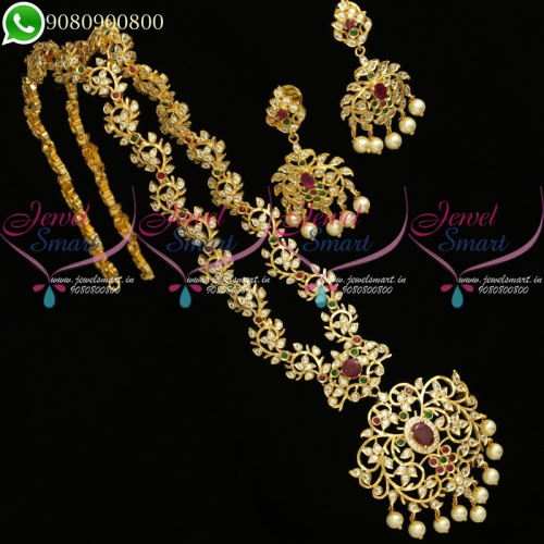 Long Necklace Haram AD Jewellery For Sarees Latest Imitation Online NL20475