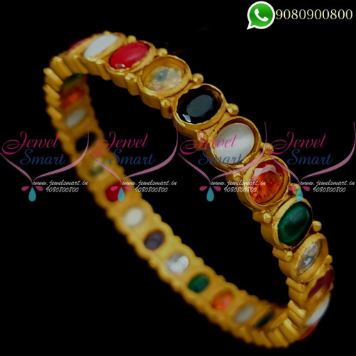 Navratna Bangles Antique Matte Finish Traditional Jewellery Designs B18643