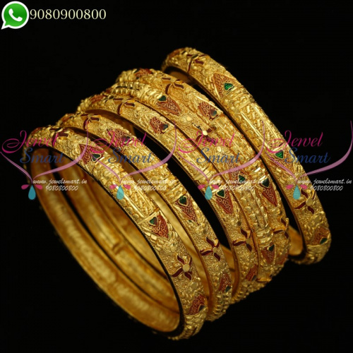 One Gram Gold Jewellery South Indian Bangles Design Online B20480 JewelSmart.in