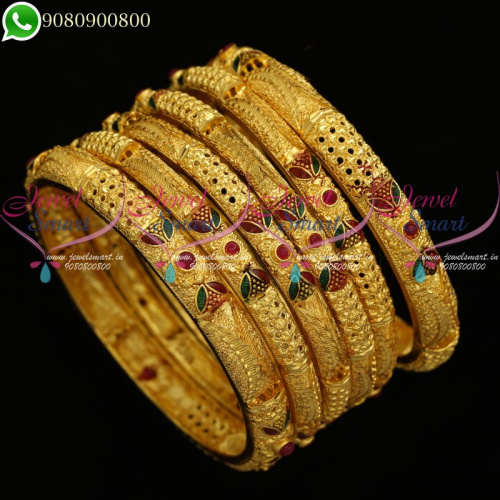 One Gram Gold Jewellery New Design Bangles 6 Pcs Set Online B20481