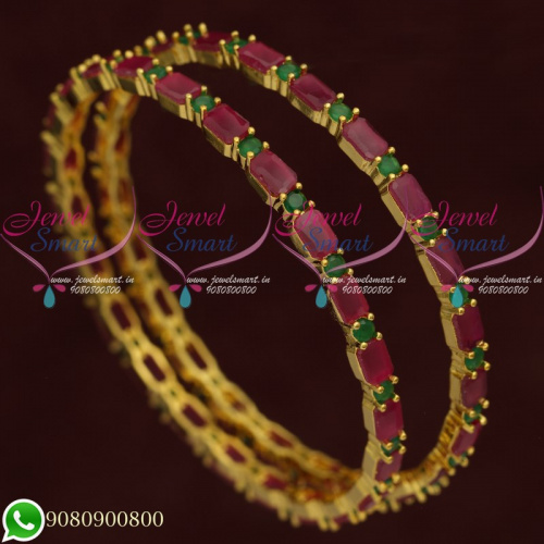 Ruby Emerald Bangles Bridal Jewellery Gold Plated Semi Precious Stones B20575