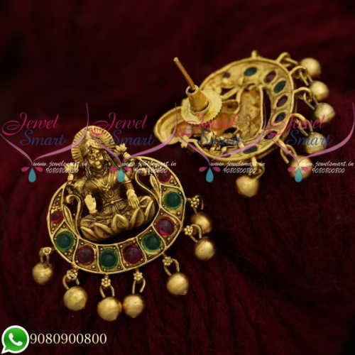 Temple Jewellery Kemp Stones Lakshmi Ear Studs Bead Drops Shop Online ER20620