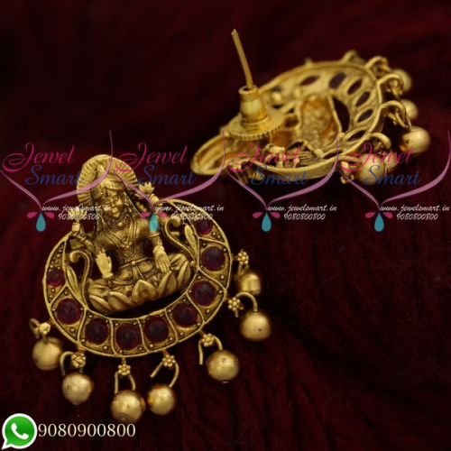 Temple Jewellery Lakshmi Ear Studs Kemp Stones Bead Drops Shop Online ER20621
