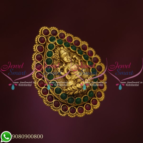 Temple Jewellery Nagas Finger Rings Lakshmi God Design AD Stones Studded F20608