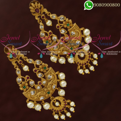 Chandbali Earrings Gold Plated Latest Designs Matte Finish Jewellery ER20713