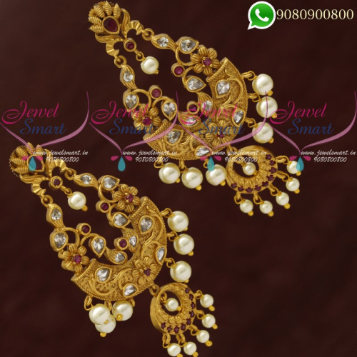 Chandbali Earrings Gold Plated Latest Designs Matte Finish Jewellery ER20714