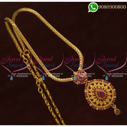 Gold Plated Chain Pendant South Indian Daily Wear Jewellery Online PS20744
