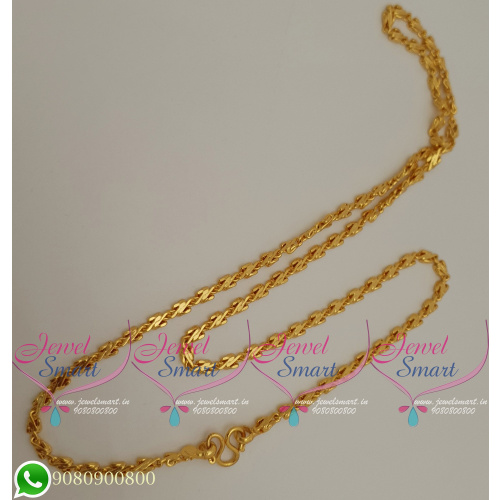Gold Plated Chains 18 Inches Fancy Cutting Design Latest Daily Wear Jewellery C18689