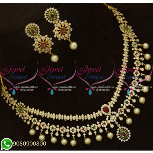 Gold Plated Stone Necklace Double Layer Fashion Jewellery Designs Online NL20637
