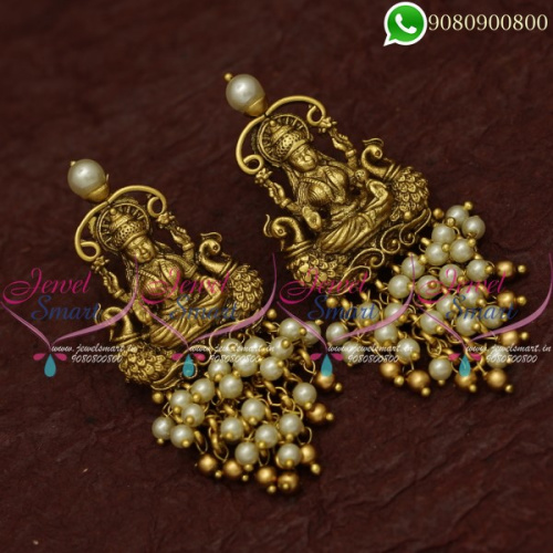 Gold Plated Temple Jewellery Pearl Earrings Antique Collections Online ER20728