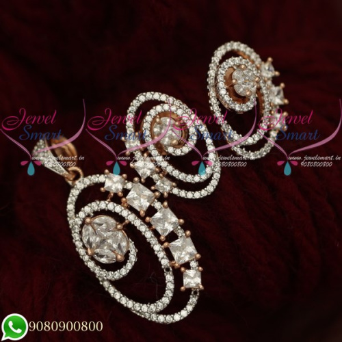 Rose Gold Plated Pendant Set White AD Stones Stylish Jewellery Designs PS20664