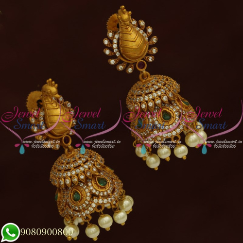 South Indian Jhumkas Online Shopping Peacock Double Layer 3D Design J20650