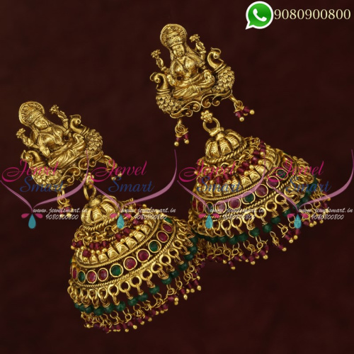 Temple Jewellery Jhumka Earrings Crystal Drops Gold Design Imitation J20758