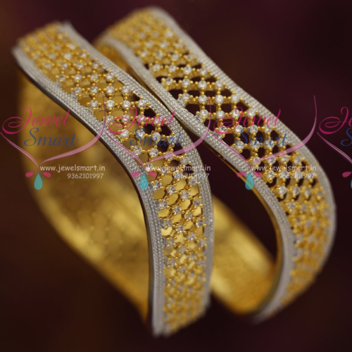 B7221 American Diamond Gold Silver Plated Broad Fancy Bangles Fashion Jewellery Online