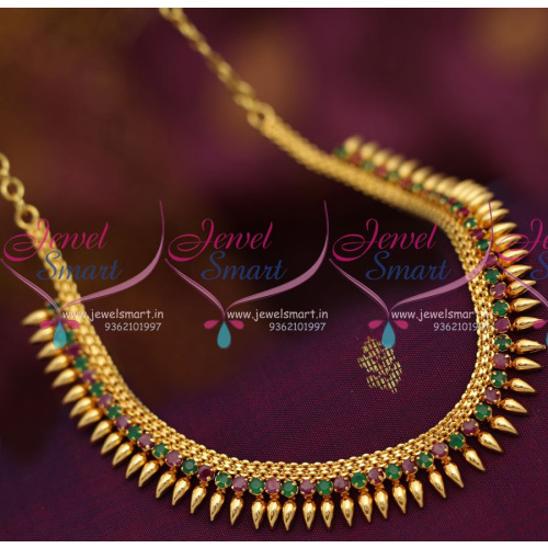 NL6647 Simple Delicate Design Ruby Emerald Semi Precious Chain Necklace Online