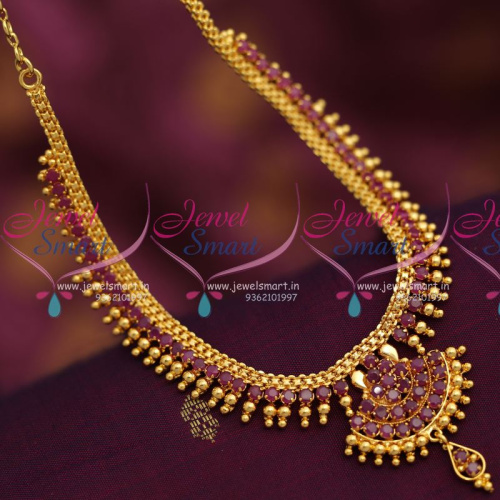 NL6914 South Indian Attigai Gold Immitation Jewellery Ruby Stones Lowest Price