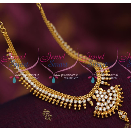 NL6915 South Indian Attigai Gold Immitation Jewellery AD White Online Store