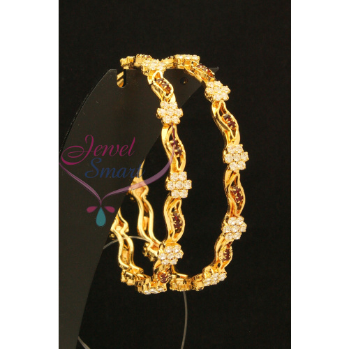 22ct Gold Plated Stone Bangles 2.6 Size