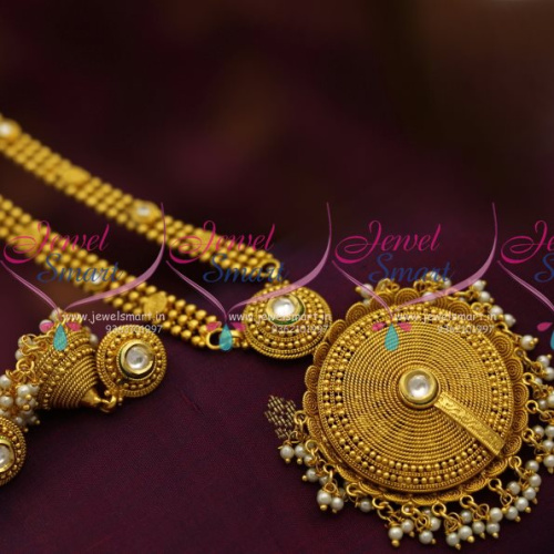 NL6996 Latest Haram Long Necklace South Indian Jewellery Gundla Mala Online