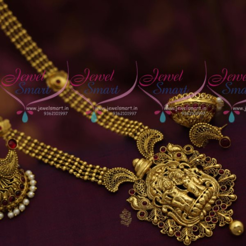 NL7204 Gundla Mala Antique Nagas Lord Radha Krishna Design Haram Long Necklace Online