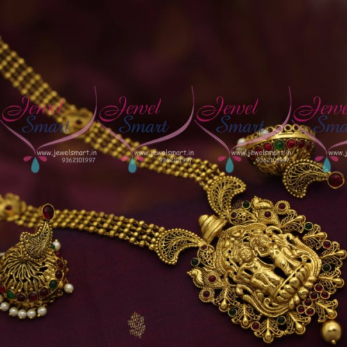 NL7205 Kemp Multi Colour Gundla Mala Antique Nagas Lord Radha Krishna Design Haram Long Necklace
