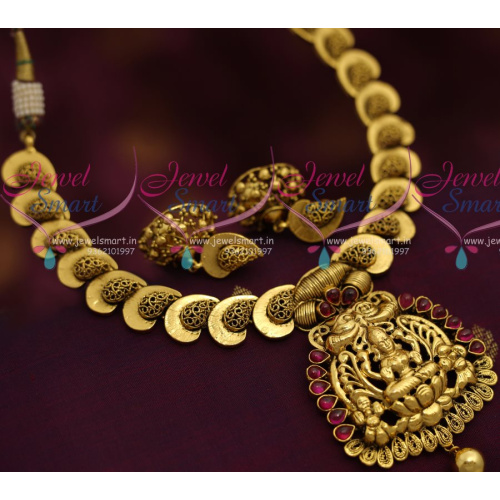 NL7162 Temple Nagas Necklace Mango Design Antique Kemp South Indian Jewellery