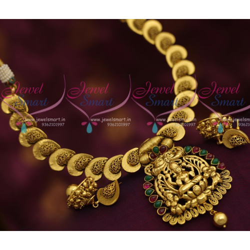 NL7163 Temple Nagas Necklace Mango Design Antique Kemp South Indian Jewellery