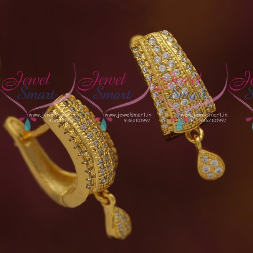 ER7331 Latest CZ Bali J Type Small Earrings Stylish Fashion Jewellery Buy Online