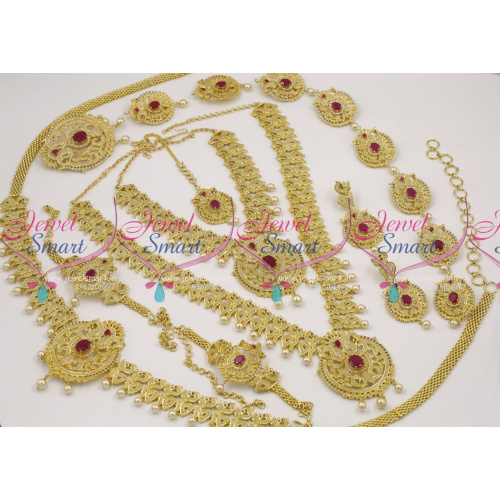 WS6969 American Diamond Grand Full Bridal Jewellery Set Buy Online Latest Desings