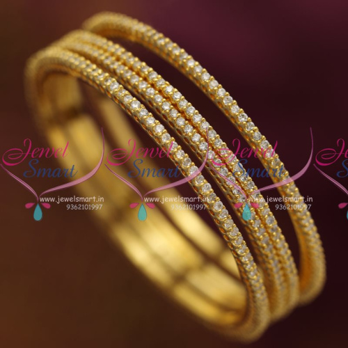 B302N Thin 4 Pieces Set Bangles CZ Diamond Finish Bangles Collections Online