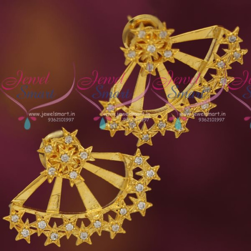 ER7341 CZ Gold Plated Earrings Front &amp; Back Design Women Fashion Jewellery