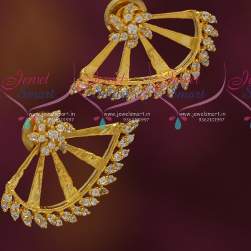 ER7342 Latest Fancy Front and Back CZ Gold Plated Earrings Fashion Jewellery