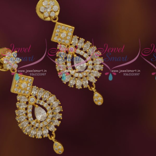 ER7345 CZ Full White Stones Fancy Earrings Gold Plated Fashion Jewellery Online