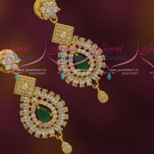 ER7350 CZ Emerald Green Stones Fancy Earrings Gold Plated Fashion Jewellery Online