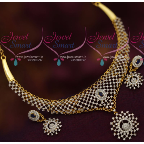 NL7363 Diamond Finish Necklace CZ Sapphire Rich Look Imitation Jewellery Online