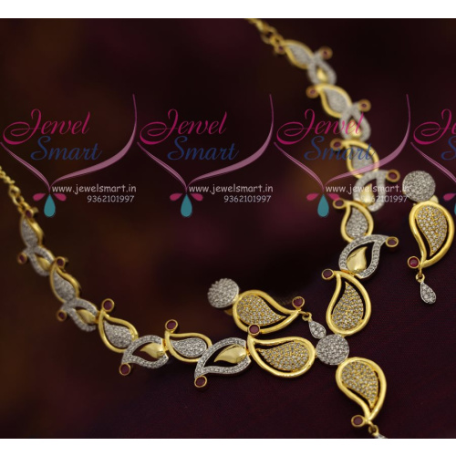 NL7365 Fancy Mango Design Two Tone Gold Silver Ruby White Stylish Jewellery Online