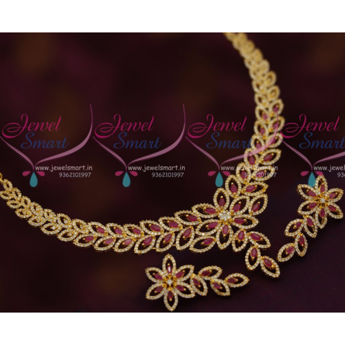 NL7351 Diamond Look Finish Ruby CZ Floral Design Imitation Jewellery Buy Online