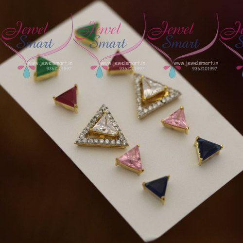 ER7358 Changeable 5 Colour Earrings Triangle Shape Semi Precious Stones Jewellery