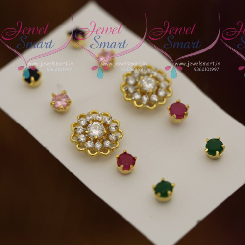 ER7359 Changeable 5 Colour Earrings Floral Design Semi Precious Stones Jewellery
