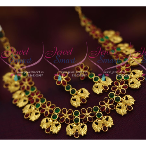 NL7313 Double Swan Annaparavai Design Kemp Fancy Necklace Ethnic Jewellery Online