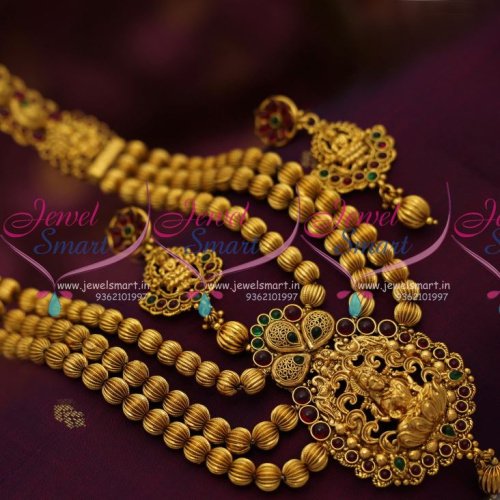 NL6853 Broad Guntla Mala Multi Strand Latest Design Haralu Temple Jewellery Online