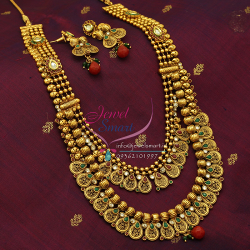 AL0001 Exclusive Indian Imitation Fashion Jewelry Gold Plated Short Long Twin Necklace