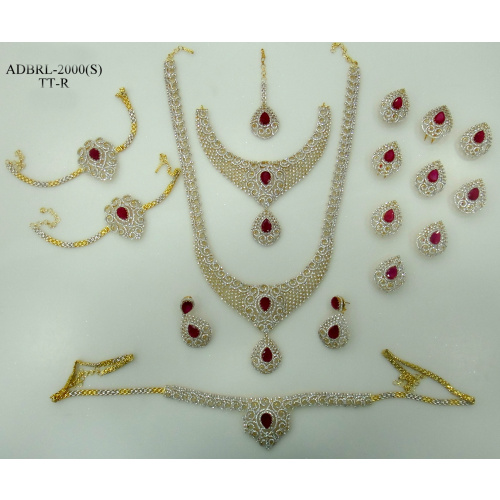 ADBRL2000TTR American Diamond Grand Full Bridal Jewellery Set Buy Online