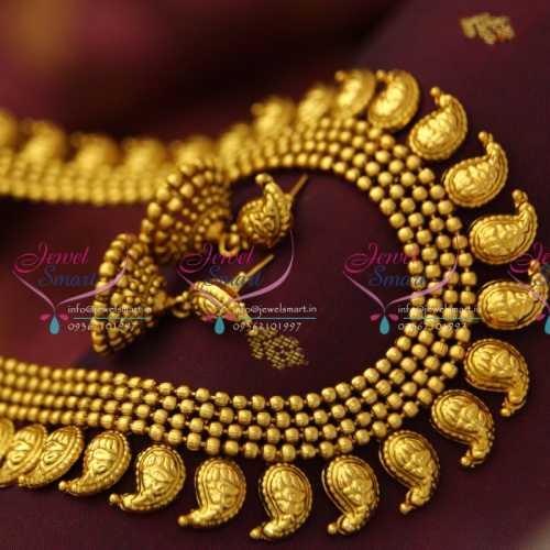 NL1814 Antique Gold Plated Mango Real Jewellery Design Haram Traditional Online